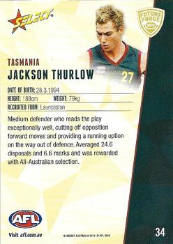 2012 Select Future Force #34 Jackson Thurlow Back